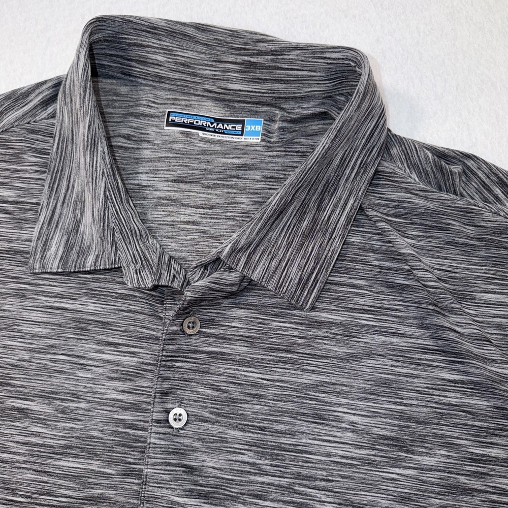 Roundtree & Yorke Polo Shirt Mens 3XB Big Gray/ Black Performance Golf Casual